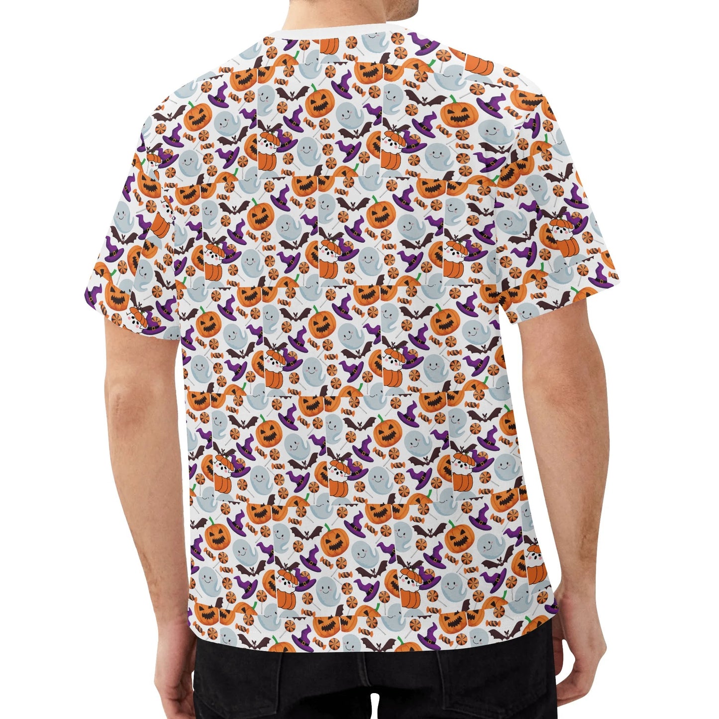 T-shirt Halloween – Pattern Citrouilles & Fantômes Fun 🎃👻