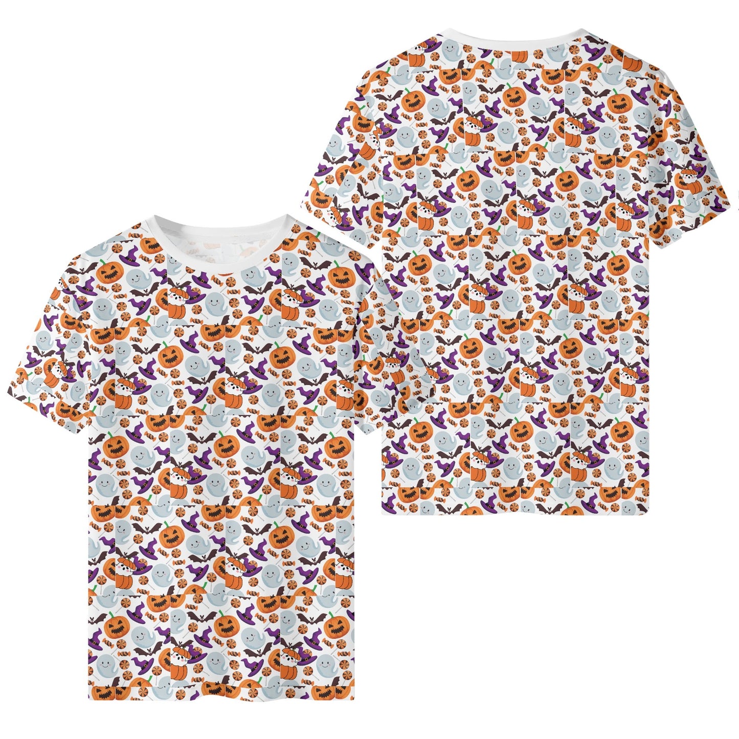 T-shirt Halloween – Pattern Citrouilles & Fantômes Fun 🎃👻