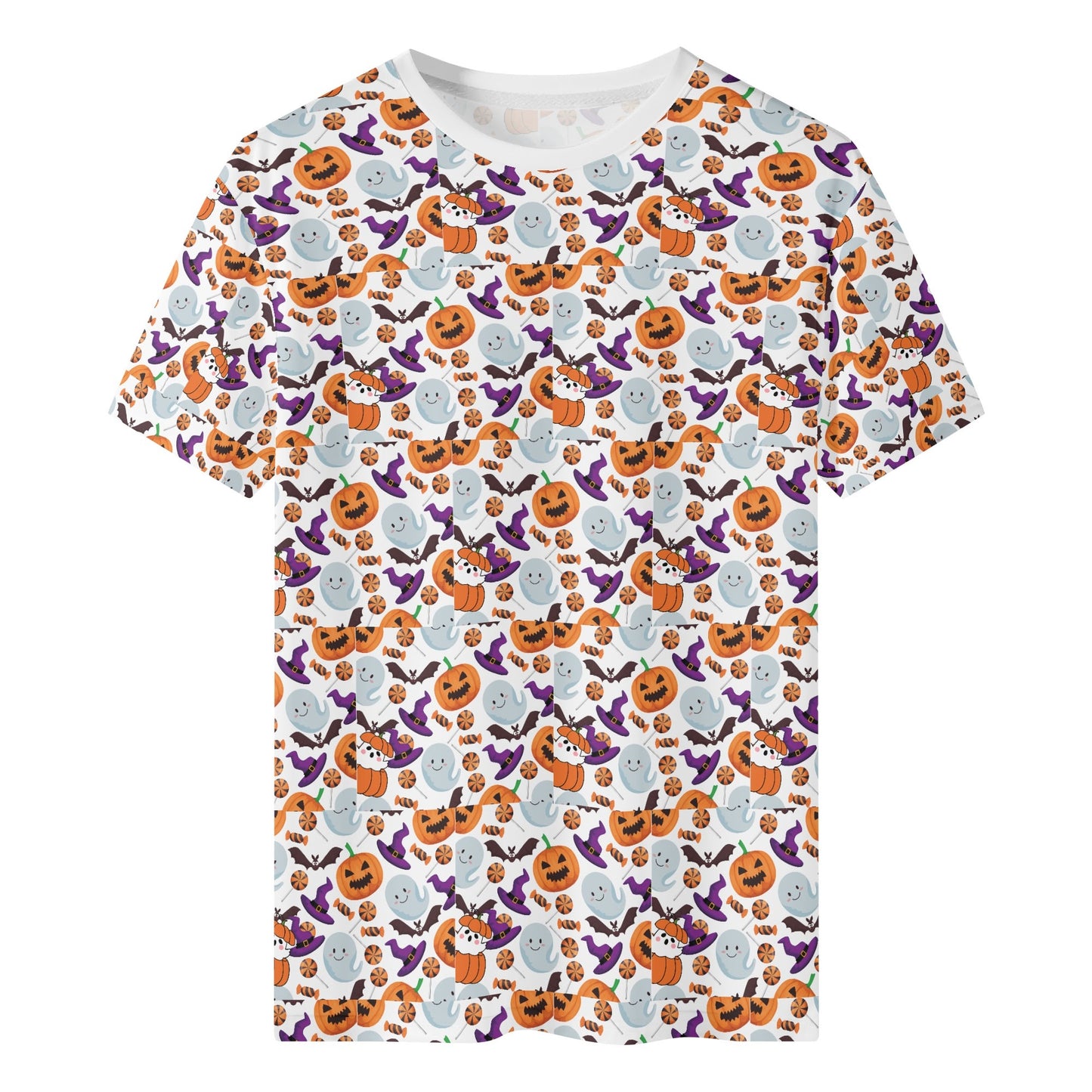 T-shirt Halloween – Pattern Citrouilles & Fantômes Fun 🎃👻