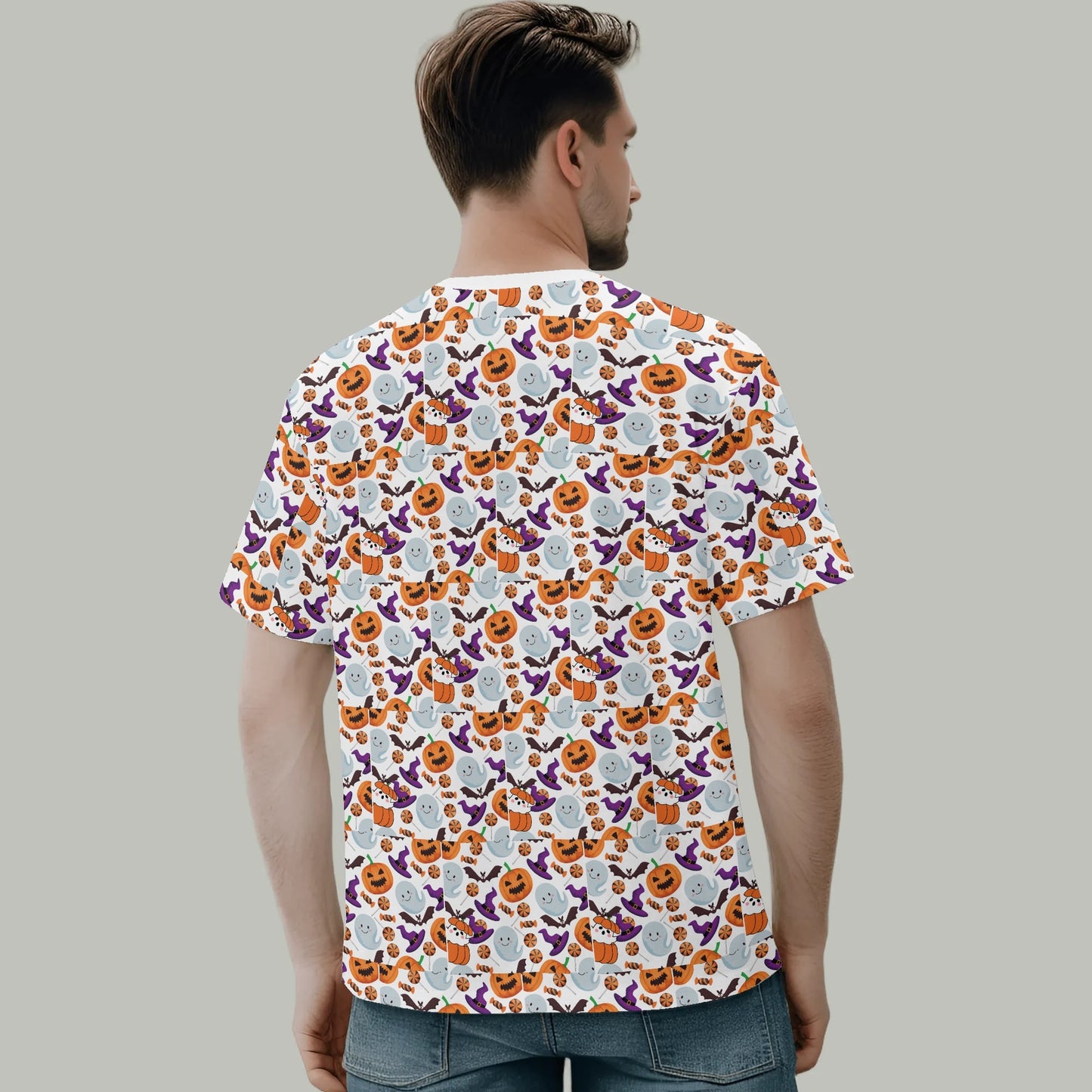 T-shirt Halloween – Pattern Citrouilles & Fantômes Fun 🎃👻